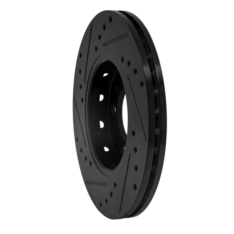 Volkswagen VENTO Brake Rotor (1) - Front Right - R1 Concepts - Drilled & Slotted - Black - `03-`18